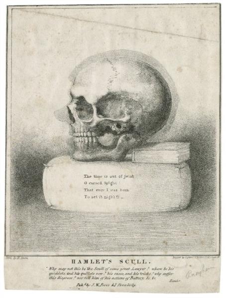 Henry Burn, "Hamlet's scull", lithograph, Folger Shakespeare Library Digital Image Collection